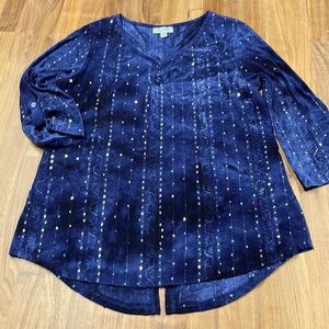 Dress Barn Navy with sequins blouse